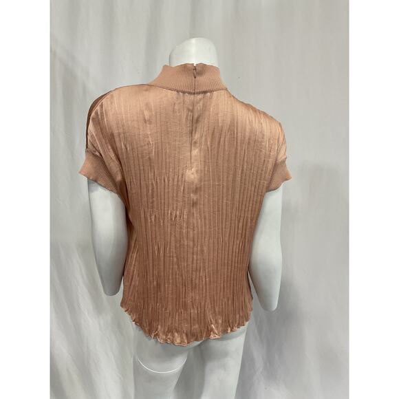 Vince Satin Pink Mockneck Short Sleeve Top Size XS - Picture 3 of 5